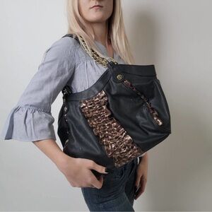 Betsey Johnson Black Shoulder Bag with Gold Hardware